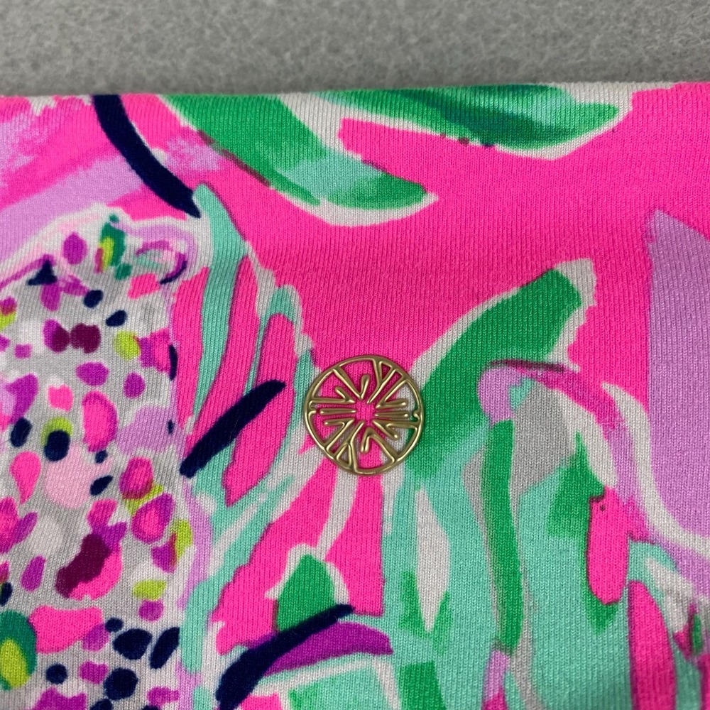Lilly Pulitzer Luxletic S Low Rise Crop Leggings Hot Pink Floral Print Active - Picture 6 of 11
